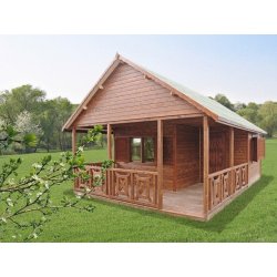 Dom drewniany Leszczyna 5 x 5m + 2m taras 25m2