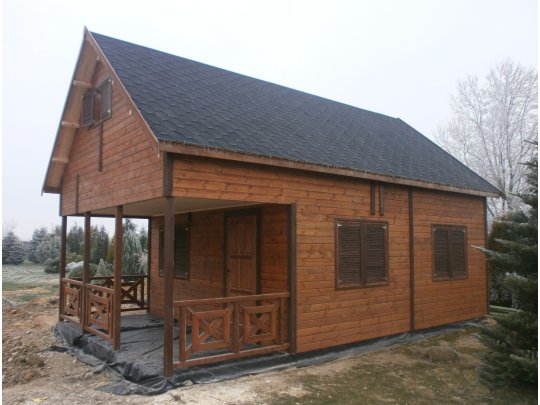 Dom drewniany Leszczyna 5 x 5m + 2m taras 25m2