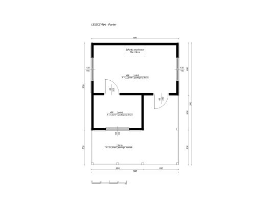 Dom drewniany Leszczyna C 5 x 7m + 2m taras 35m2