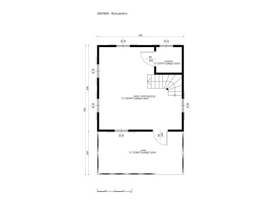 Summer house Grzybek A 6x6m + 3m terrace 36m2