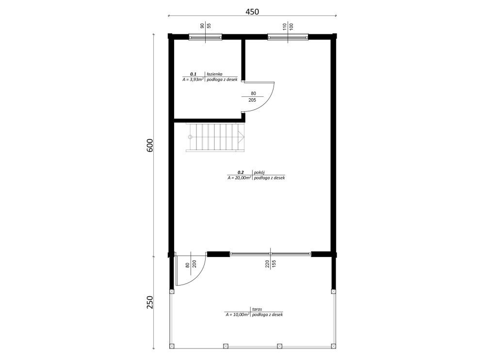 Summer house Dąb A 4.5 x 7m + 2.5m terrace 32m2