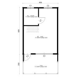 Sommerhaus Dąb F 5 x 7m + 2,5m Terrasse 35m2