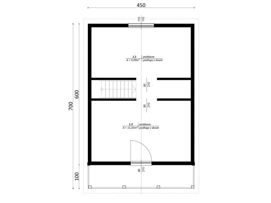 Sommerhaus Dąb F 5 x 7m + 2,5m Terrasse 35m2