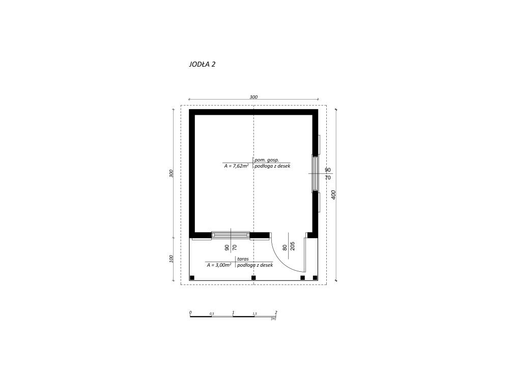 Dom drewniany Jodła 2 3 x 3m + 1m taras