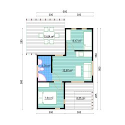 Avocado-Holzhaus 6 x 8,65 m 30,37 m2