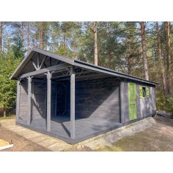 Dom drewniany Jesion 2c 4x4m + 2m taras 16m2