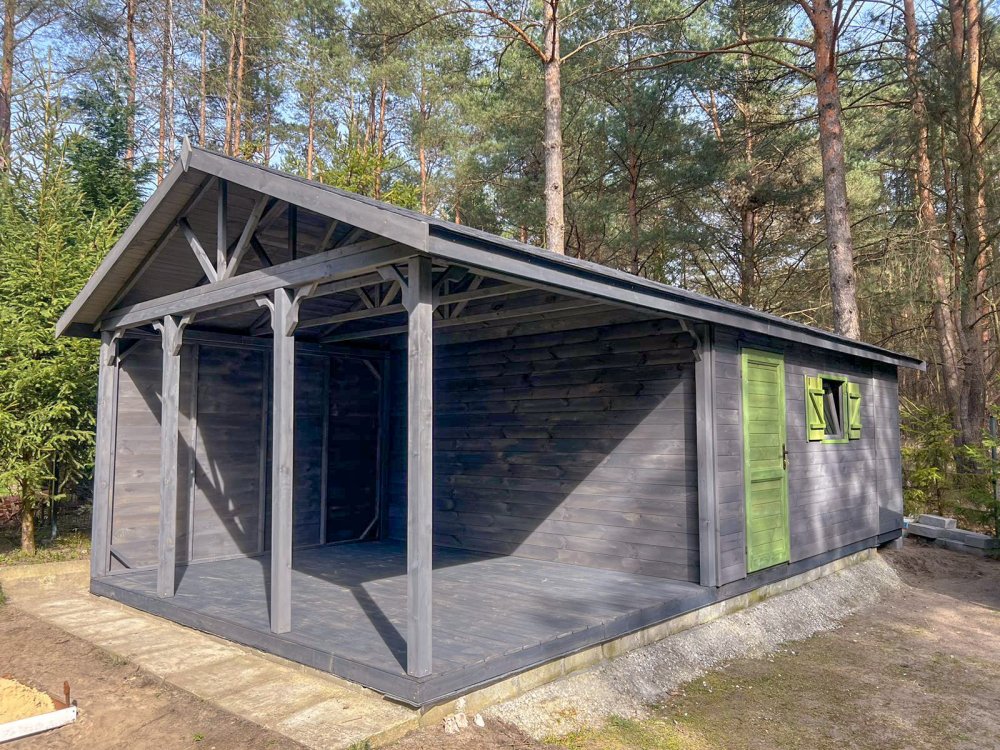 Dom drewniany Jesion 2c 4x4m + 2m taras 16m2