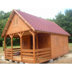 Holzhaus Ahorn C 5x3m 15m2 Holzhaus Eibe 4 x 5m + 2m Terrasse 20m2