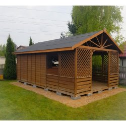 Holzhaus Topola 4x3m + 1,4m Terrasse 12m2