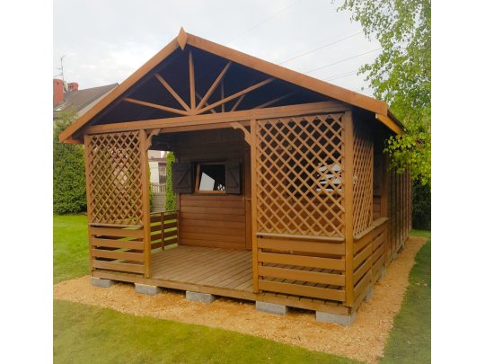 Holzhaus Topola A 4x3m + 2,2m Terrasse 12m2