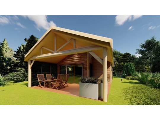 Wooden house with mezzanine Krokus 6x11m 38.67m2