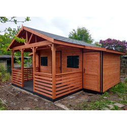 Dom drewniany Jesion 2c 4x4m + 2m taras 16m2