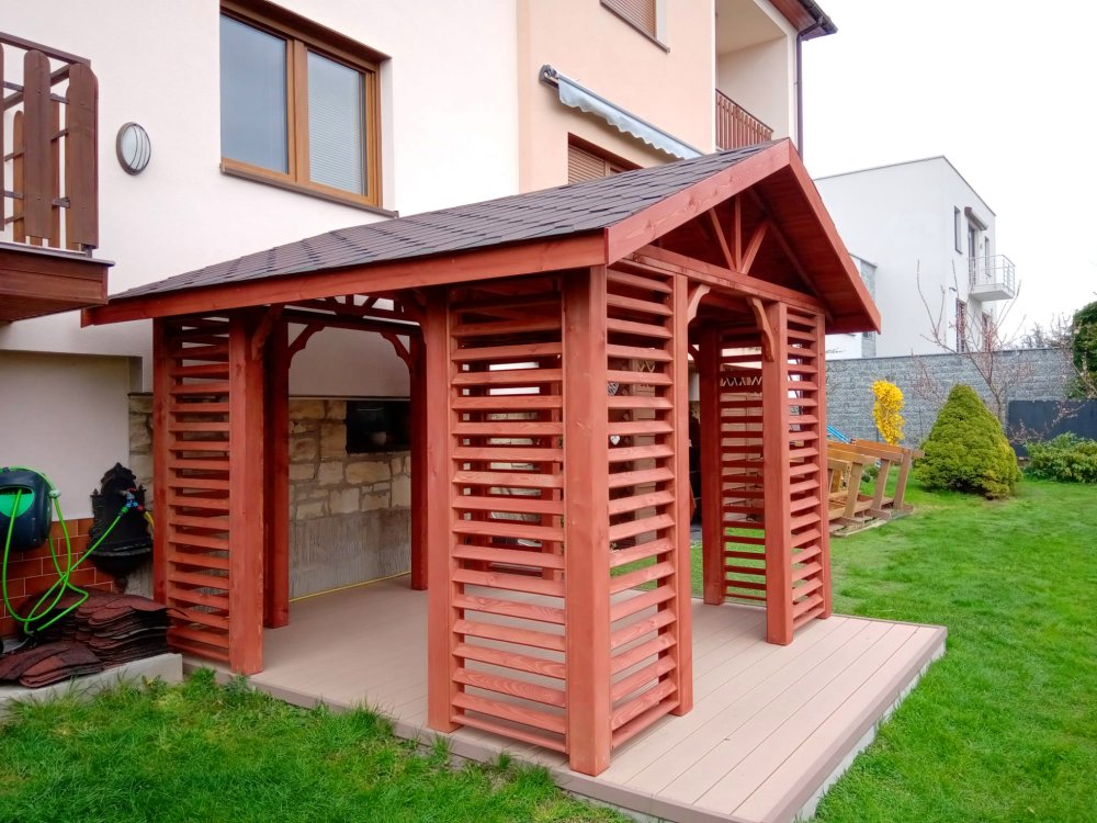 Rectangular gazebo with a gable roof P17 4 x 4 m 16m2