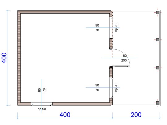 Holzhaus Cis B 4 x 4m + 2m Terrasse 16m2