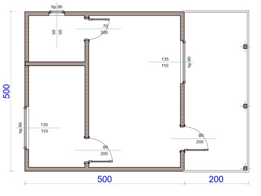 Holzhaus Jesion 2b 5 x 5m + 2m Terrasse 25m2