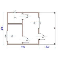 Wooden house Ash 2c 4x4m + 2m terrace 16m2