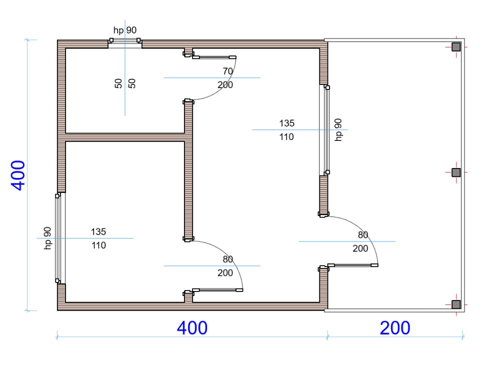 Wooden house Ash 2c 4x4m + 2m terrace 16m2