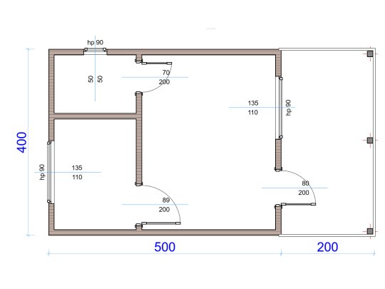 Holzhaus Jesion 3a 4 x 5m +2m Terrasse 20m2