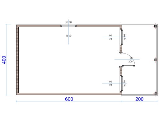 Holzhaus Jodła A 4x6m + 2m Terrasse 24m2