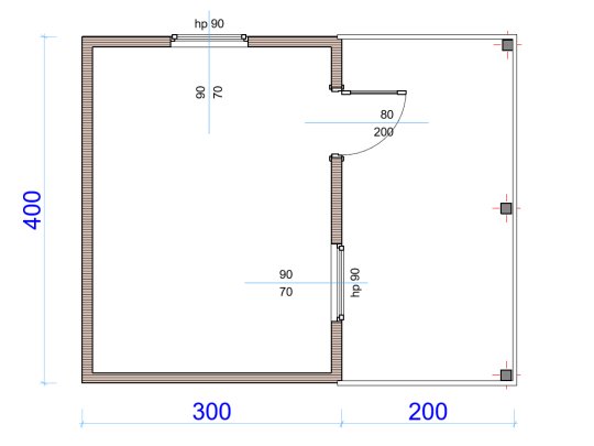 Holzhaus Jodła 2A 4 x 3m + 2m Terrasse