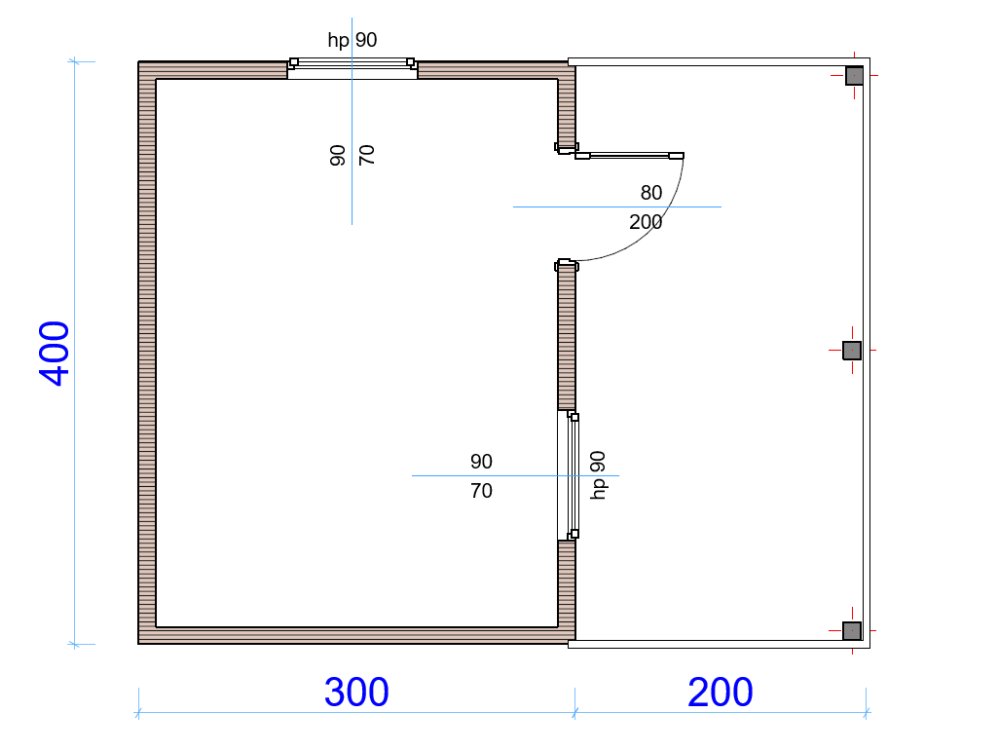 Holzhaus Jodła 2A 4 x 3m + 2m Terrasse