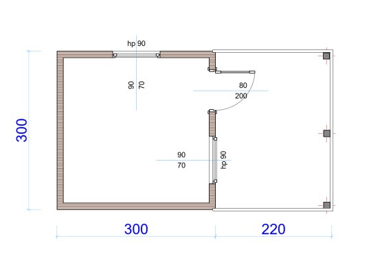 Wooden house Alder A 3x3m + 2.2m terrace 9m2
