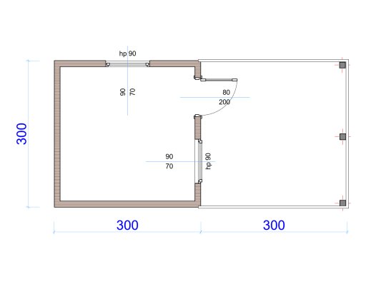 Holzhaus Erle B 3x3m + 3m Terrasse 9m2