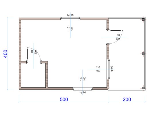 Holzhaus Holiday B 4 x 5m +2m Terrasse 20m2