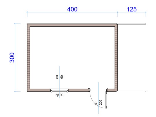 Dom drewniany Grab A 4 x 3m + 1,2m drewutnia 12m2