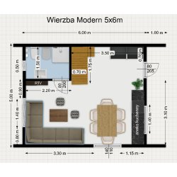 Dom drewniany Wierzba Modern C 5x6m + 3x6m taras 30m2