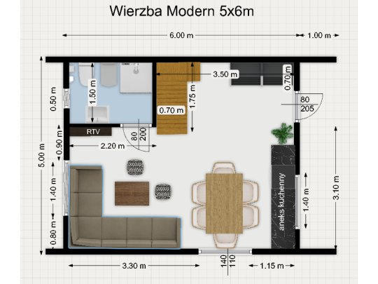 Dom drewniany Wierzba Modern C 5x6m + 3x6m taras 30m2