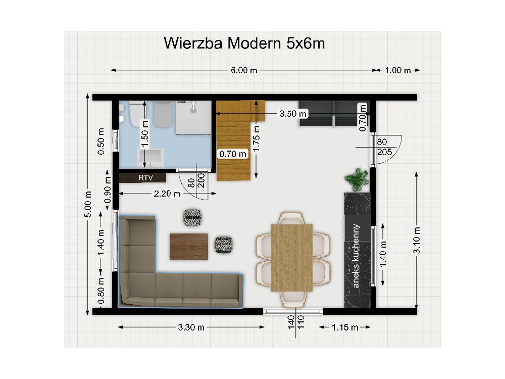 Dom drewniany Wierzba Modern C 5x6m + 3x6m taras 30m2