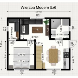 Dom drewniany Wierzba Modern C 5x6m + 3x6m taras 30m2
