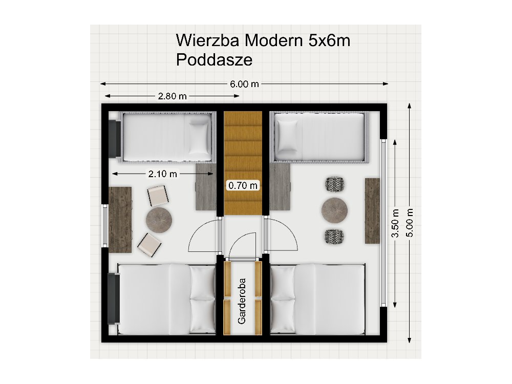 Holzhaus Wierzba Modern C 5x6m + 3m 30m2