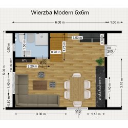Holzhaus Wierzba Modern C 5x6m + 3m 30m2