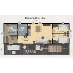 Domek letniskowy Dworek A 12,6 x 4 m 50,4m2