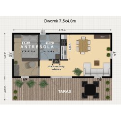 Domek letniskowy Dworek B 7,5 x 4 m 30m2