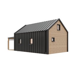 Dom drewniany Wierzba Modern W1 5x8m z Tarasem 40m2