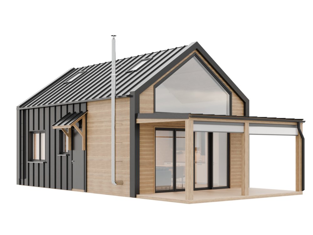 Dom drewniany Wierzba Modern W1 5x8m z Tarasem 40m2