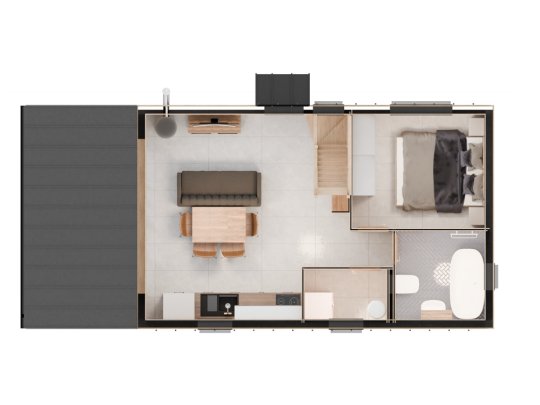 Dom drewniany Wierzba Modern W1 5x8m z Tarasem 40m2