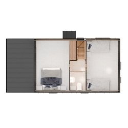 Dom drewniany Wierzba Modern W1 5x8m z Tarasem 40m2