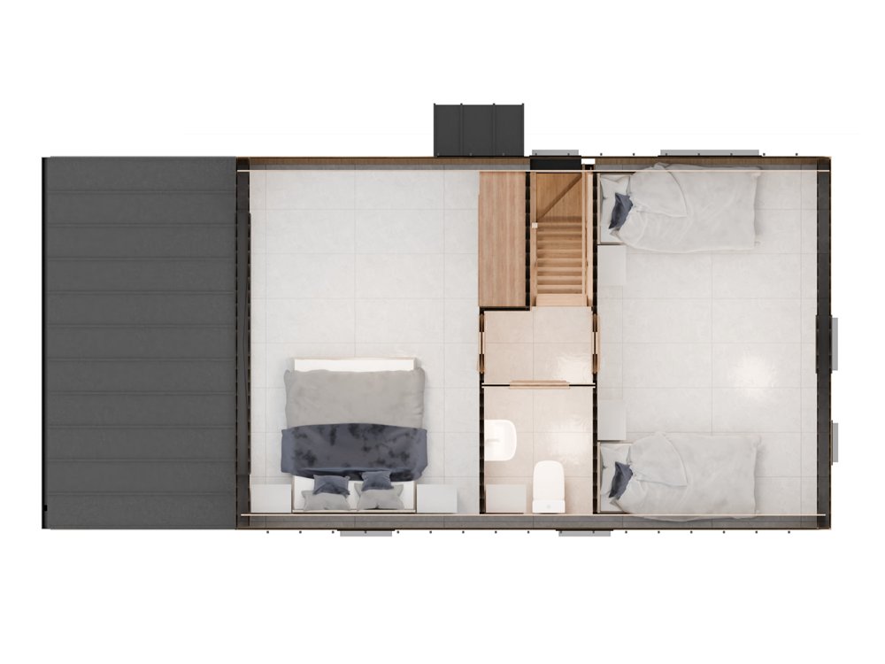 Dom drewniany Wierzba Modern W1 5x8m z Tarasem 40m2