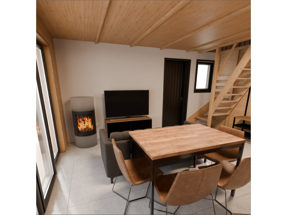 Dom drewniany Wierzba Modern W1 5x8m z Tarasem 40m2