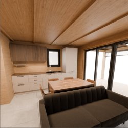 Dom drewniany Wierzba Modern W1 5x8m z Tarasem 40m2