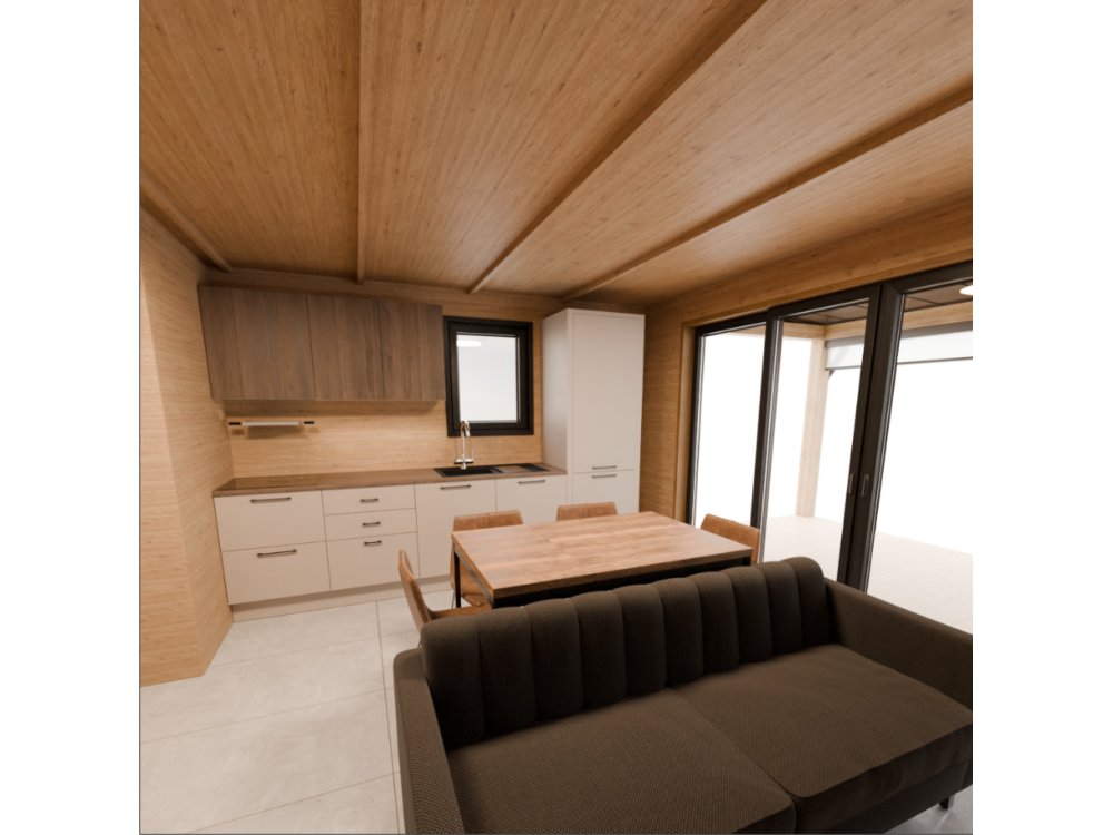 Dom drewniany Wierzba Modern W1 5x8m z Tarasem 40m2