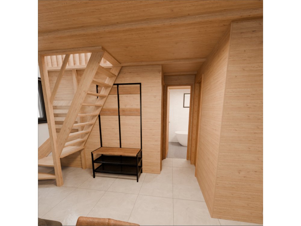 Dom drewniany Wierzba Modern W1 5x8m z Tarasem 40m2