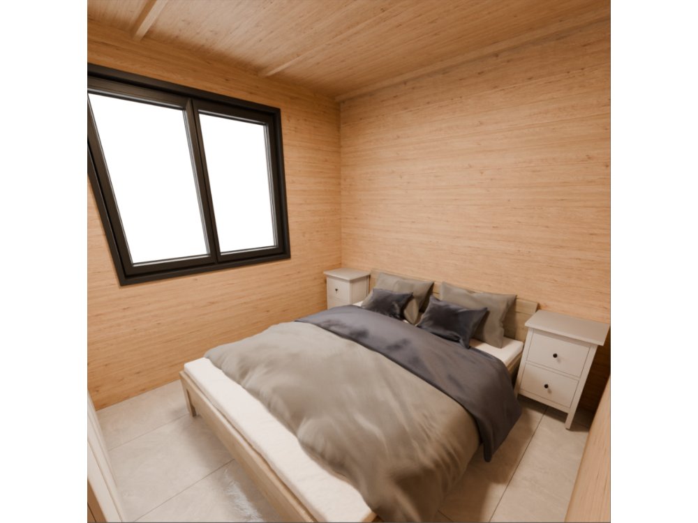 Dom drewniany Wierzba Modern W1 5x8m z Tarasem 40m2