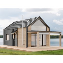 Dom drewniany Wierzba Modern W1 5x8m z Tarasem 40m2