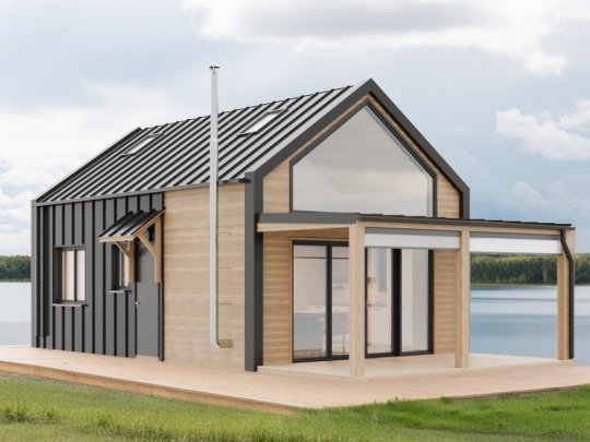 Dom drewniany Wierzba Modern W1 5x8m z Tarasem 40m2