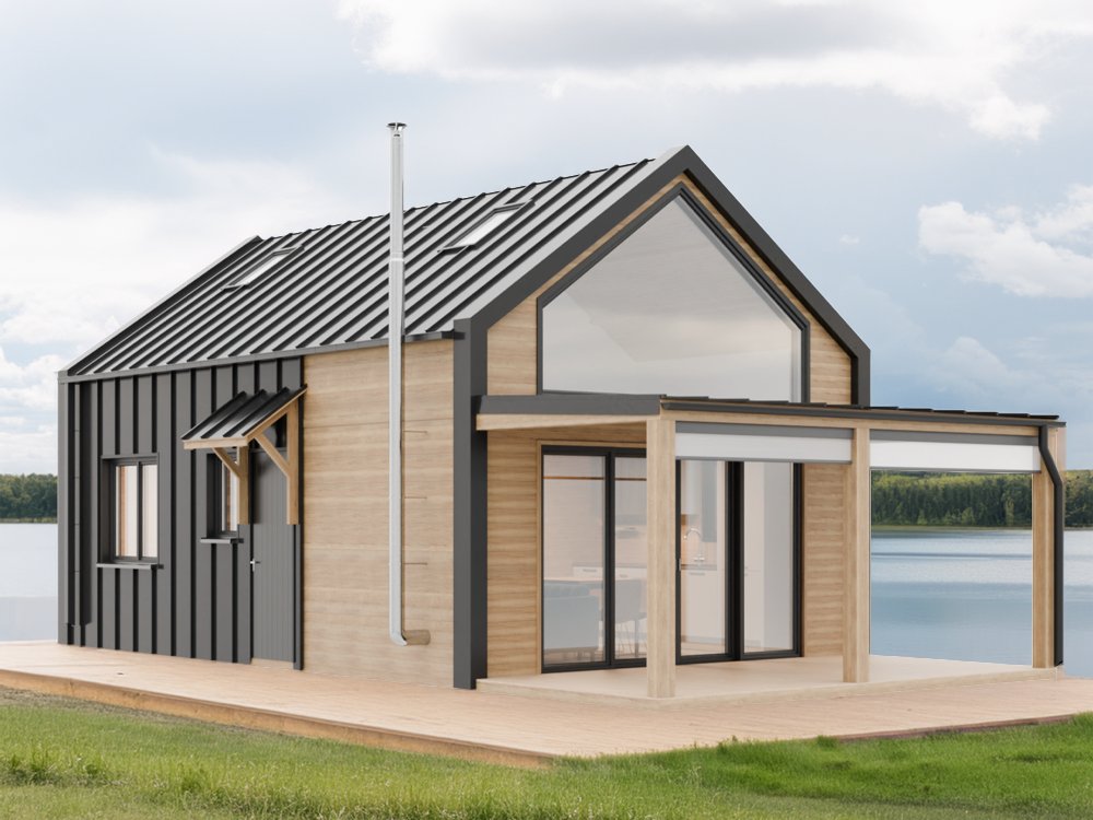 Dom drewniany Wierzba Modern W1 5x8m z Tarasem 40m2